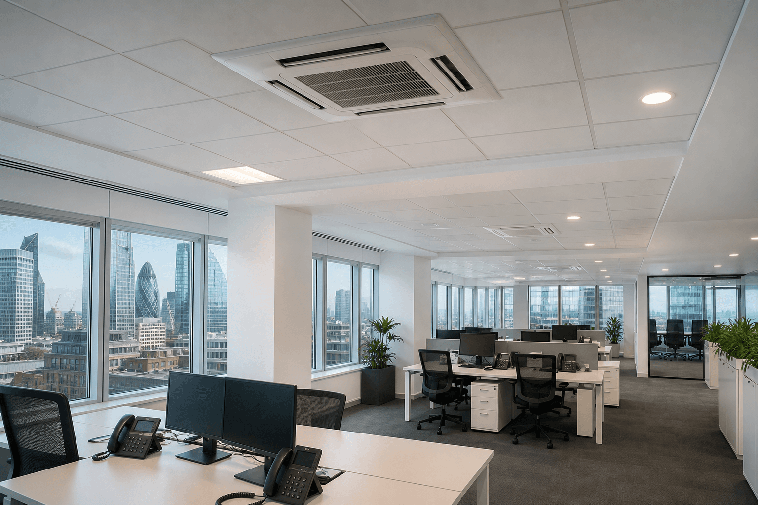Ceiling cassette AC in a City of London office